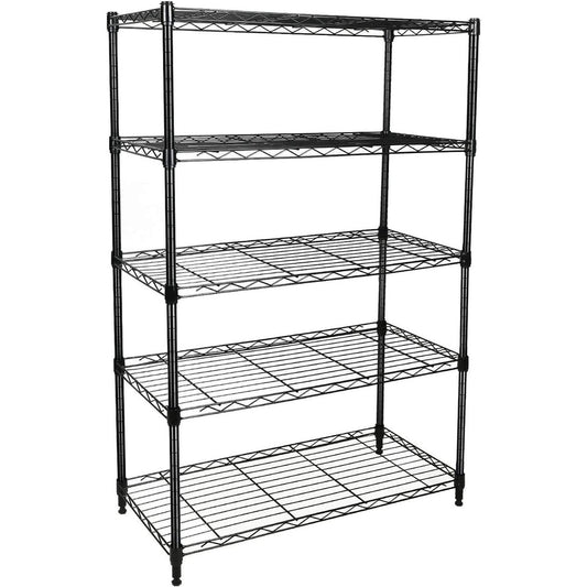 Simple Deluxe Heavy Duty 5-Shelf Storage Shelving Unit, 1250lbs Loading Capacity, 29.92" D x 13.98" W x 61.09" H, Black