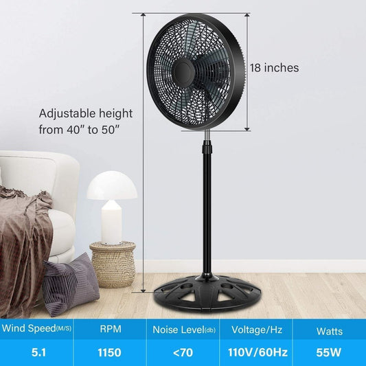 Simple Deluxe Pedestal Standing Fan-18inch - Simple Deluxe