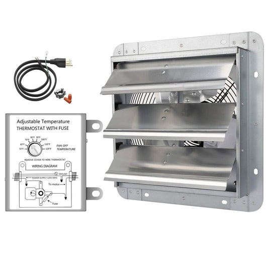 Shutter Exhaust Fan Aluminum 10 Inch - Simple Deluxe