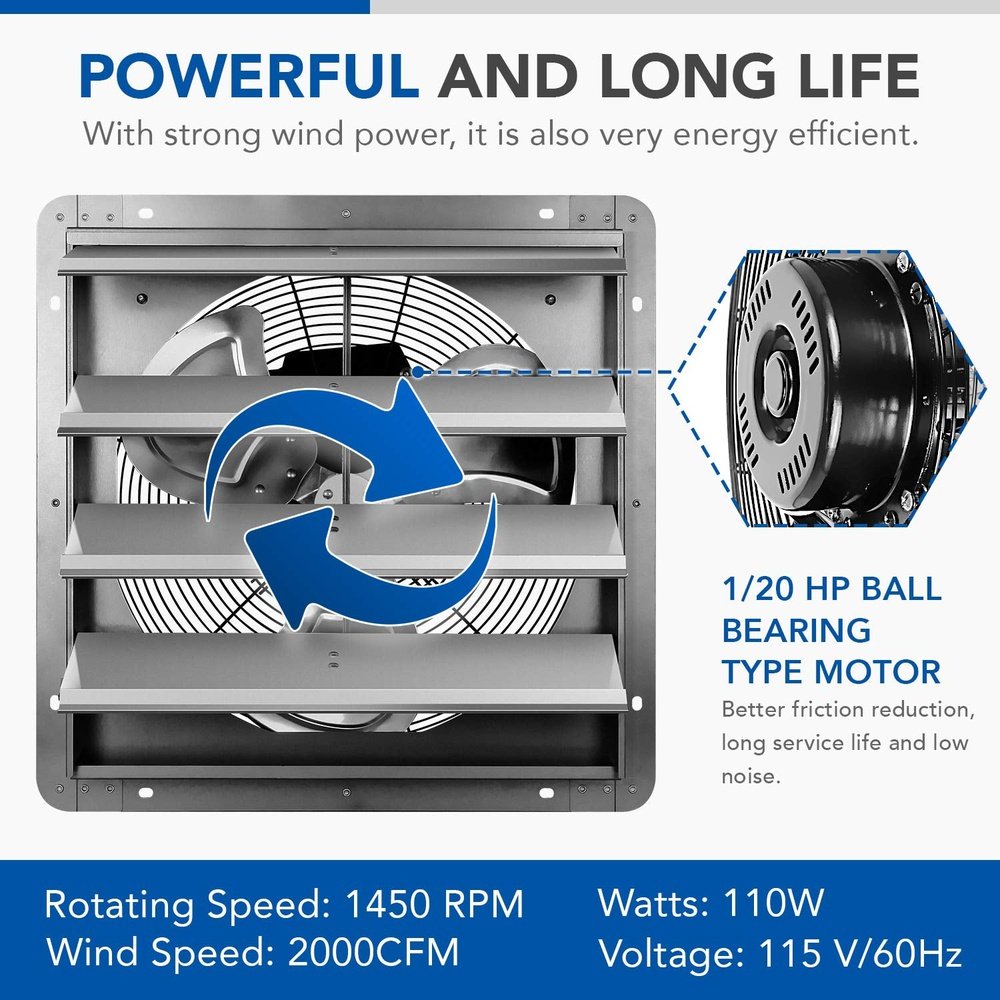 Shutter Exhaust Fan Aluminum 18inch - Simple Deluxe