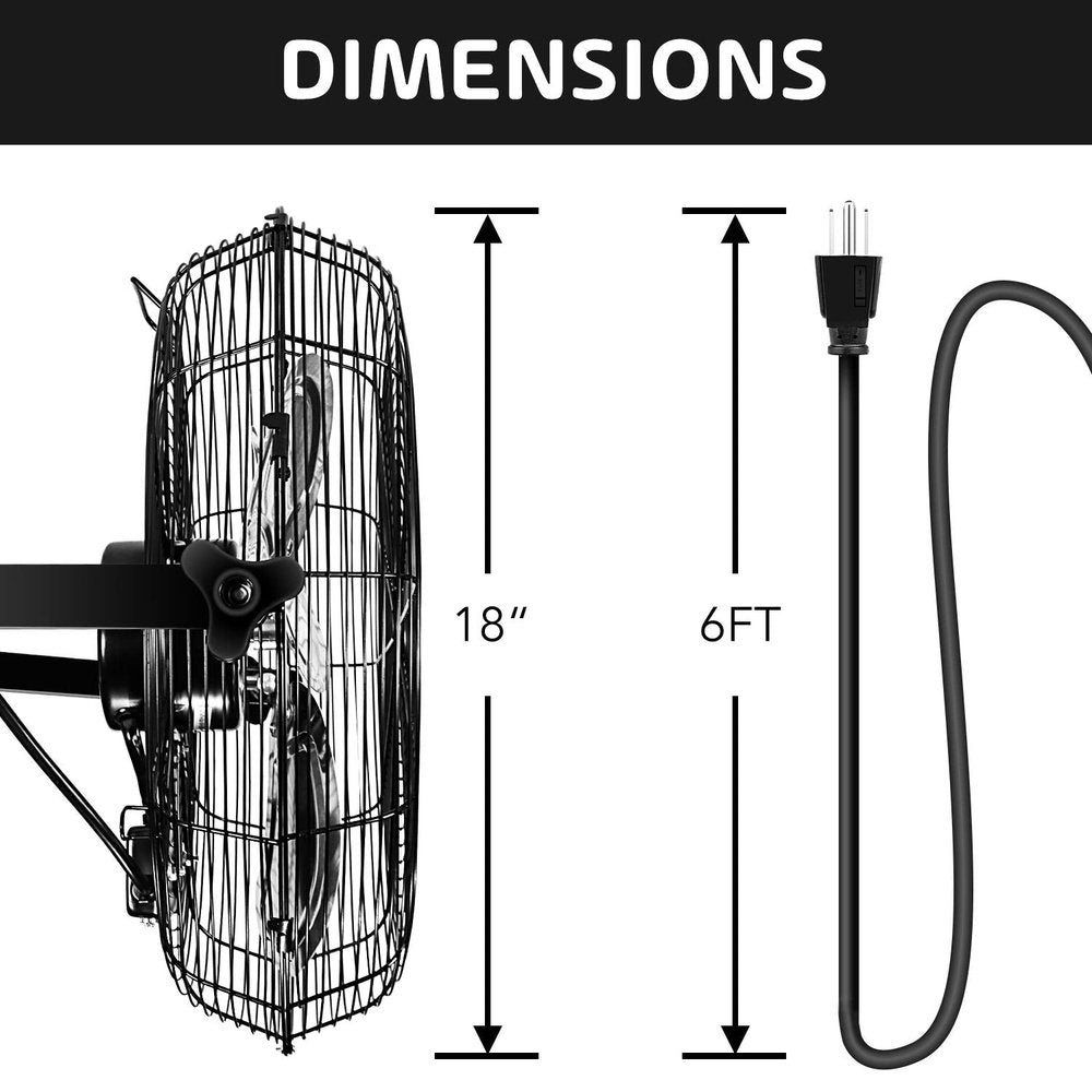 High Velocity Metal Wall Mount Fan-18inch - Simple Deluxe