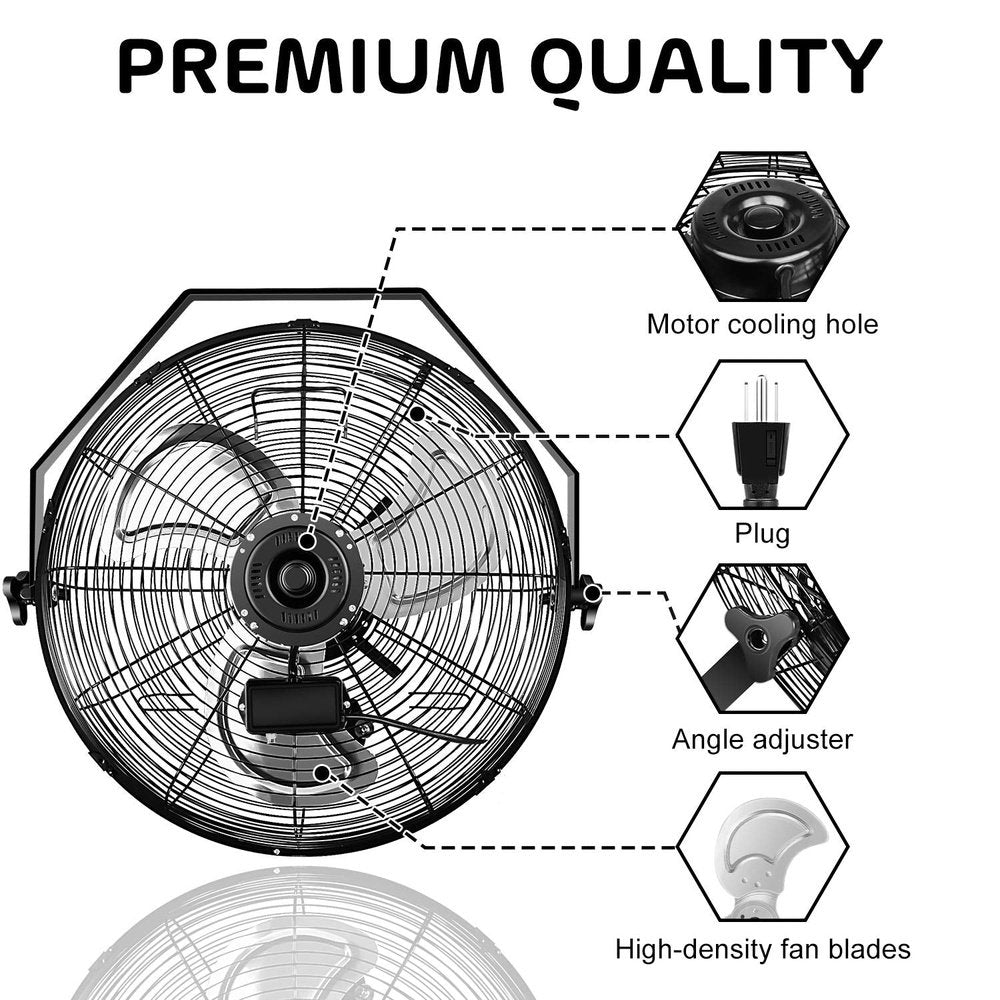 High Velocity Metal Wall Mount Fan-18inch - Simple Deluxe