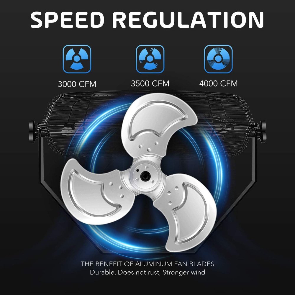 High Velocity Metal Wall Mount Fan-20inch - Simple Deluxe