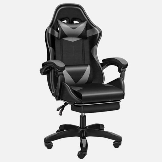 Gaming Ergonomic Chair with Footrest - Black/Grey - Simple Deluxe