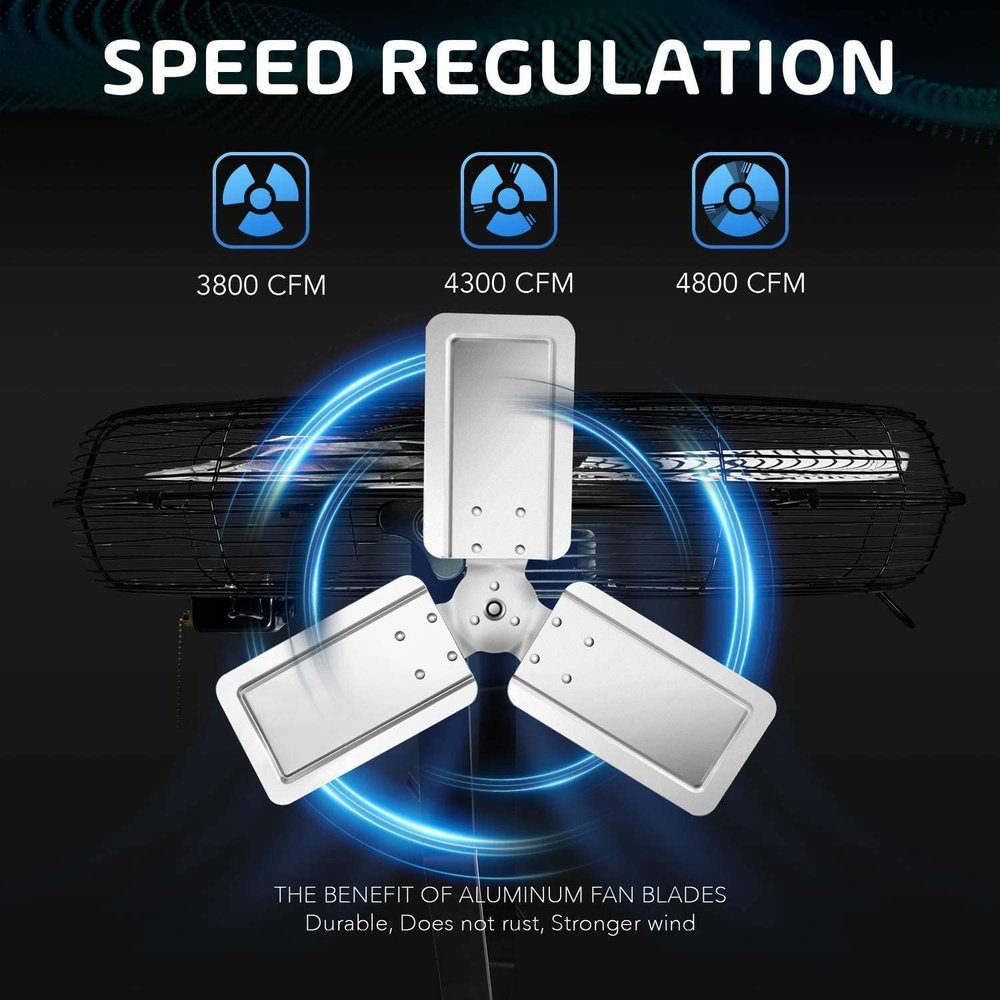 High Velocity Metal Wall Mount Fan-24inch - Simple Deluxe