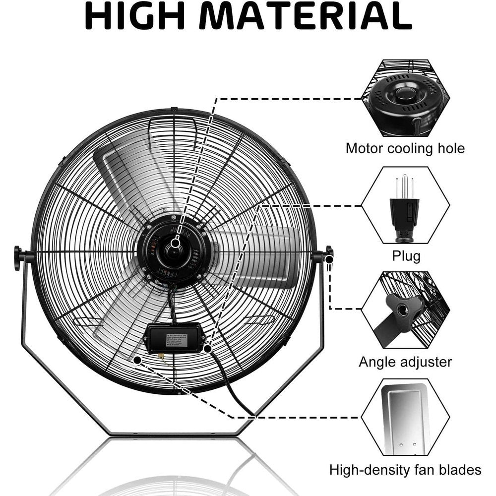 High Velocity Metal Wall Mount Fan-24inch - Simple Deluxe