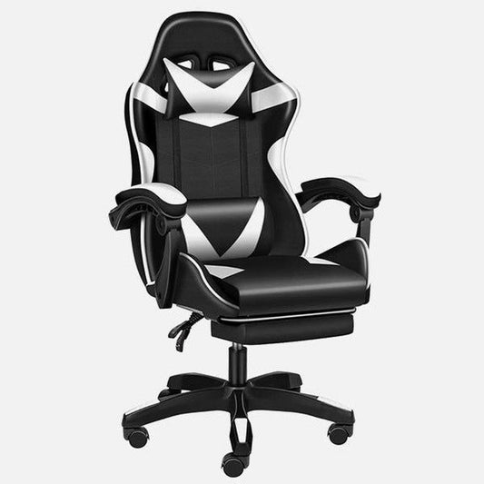 Gaming Ergonomic Chair with Footrest - Black/White - Simple Deluxe