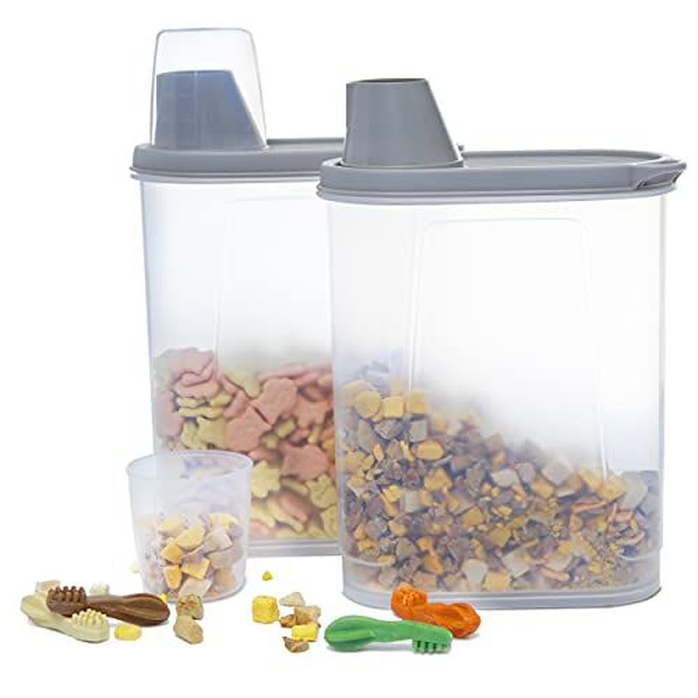 Cat Food Storage Containers Small Storage Container with Lid 2 Packs / 2 Grey-2.5 lb