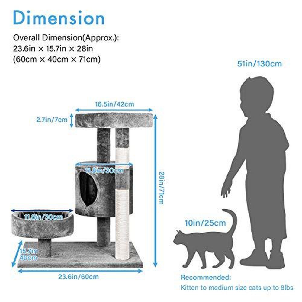 Cat Tree with Platform and Scratching Posts Cat Tower for Indoor Cats - Simple Deluxe