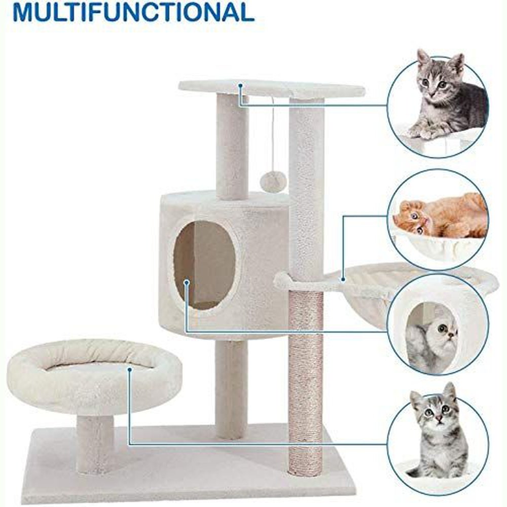 Cat Tree with Platform and Scratching Posts -28inch - Simple Deluxe