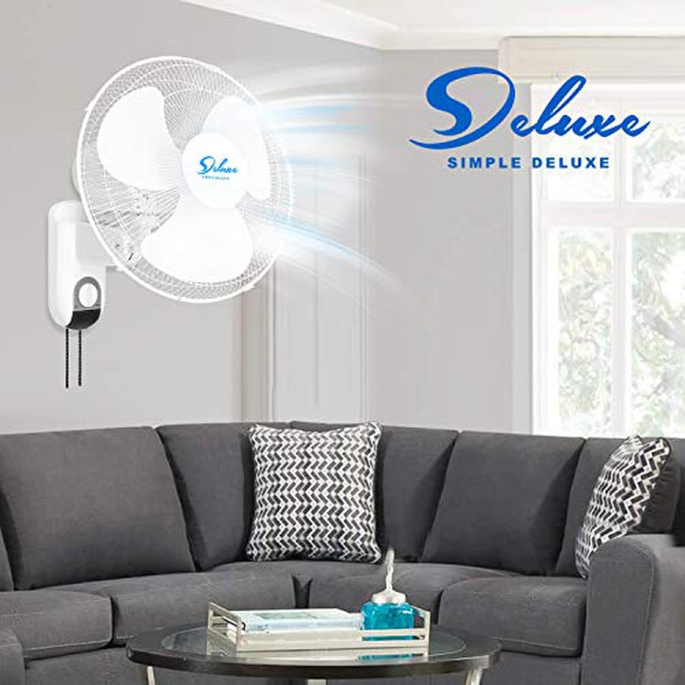 Quiet Operation Household Wall Mount Fans Oscillating, 2 Pack - Simple Deluxe