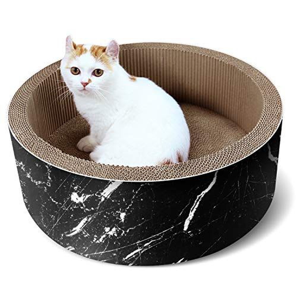 Cat Scratcher Post & Board, Round Cat Scratching Lounge Bed - Simple Deluxe