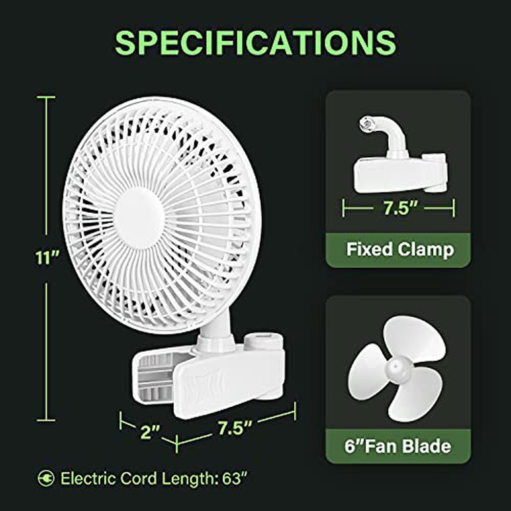 Tent Pole Clip Fan Monkey Fan Wall-Mounted Fans-6inch - Simple Deluxe