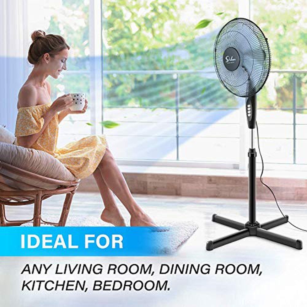 Adjustable Speed Pedestal Stand Fan with Fan Dust Cover- 16 inch - Simple Deluxe