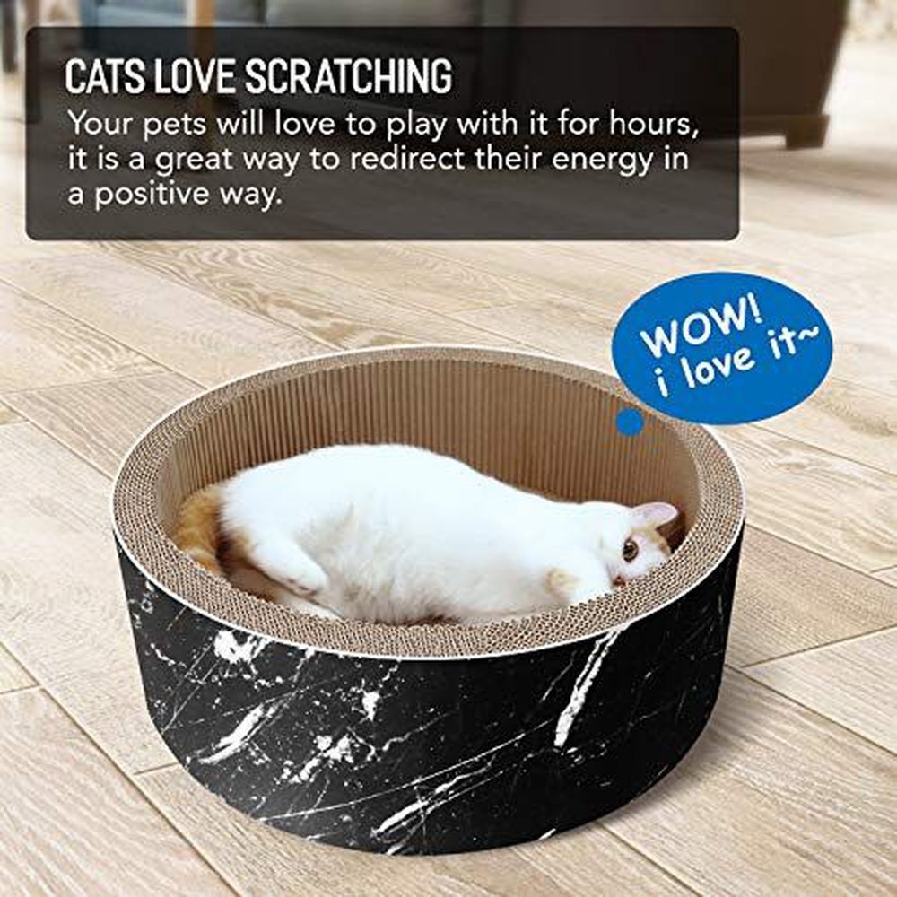 Cat Scratcher Post & Board, Round Cat Scratching Lounge Bed - Simple Deluxe