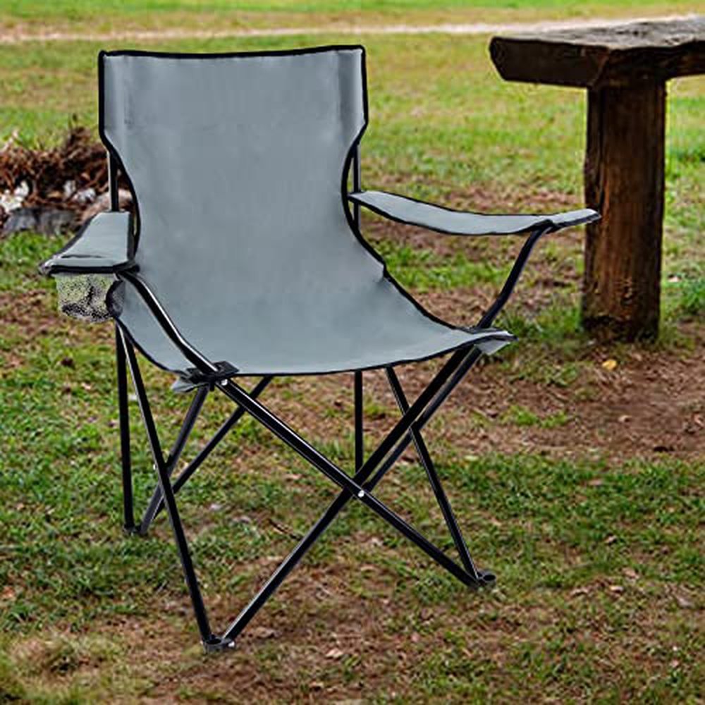 Portable Folding Grey Camping Chair-Large - Simple Deluxe