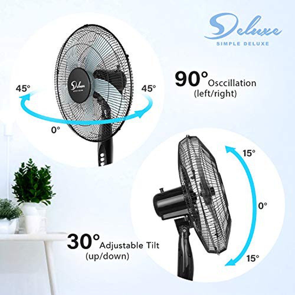 Adjustable Speed Pedestal Stand Fan with Fan Dust Cover- 16 inch - Simple Deluxe