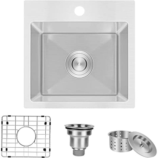 Simple Deluxe 15-Inch Top-Mount Workstation Kitchen Sink - Simple Deluxe