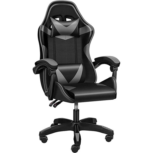 Gaming Ergonomic Chair Without Footrest - Black/Grey - Simple Deluxe