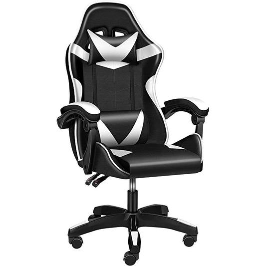 Gaming Ergonomic Chair Without Footrest - Black/White - Simple Deluxe