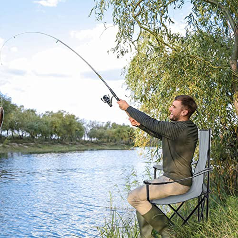 Portable Folding Grey Camping Chair-Large - Simple Deluxe