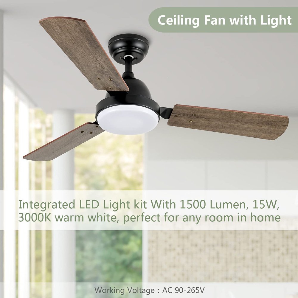 Modern LED Light Ceiling Fan Noble Bronze 44-inch - Simple Deluxe