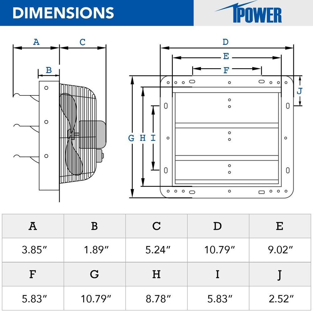 Aluminum Shutter Exhaust Fan 7inch - Simple Deluxe