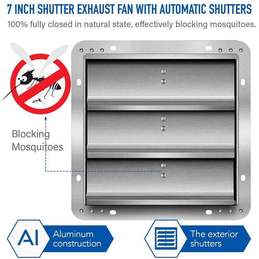 Aluminum Shutter Exhaust Fan 7inch - Simple Deluxe