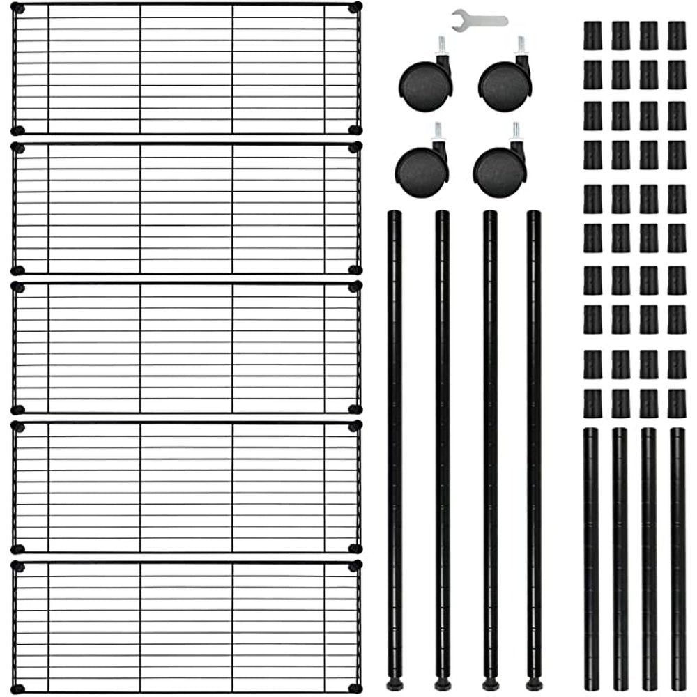 5-Tier Heavy Duty Storage Shelving Unit ,Black,36Lx14Wx60H inch, 1 Pack - Simple Deluxe