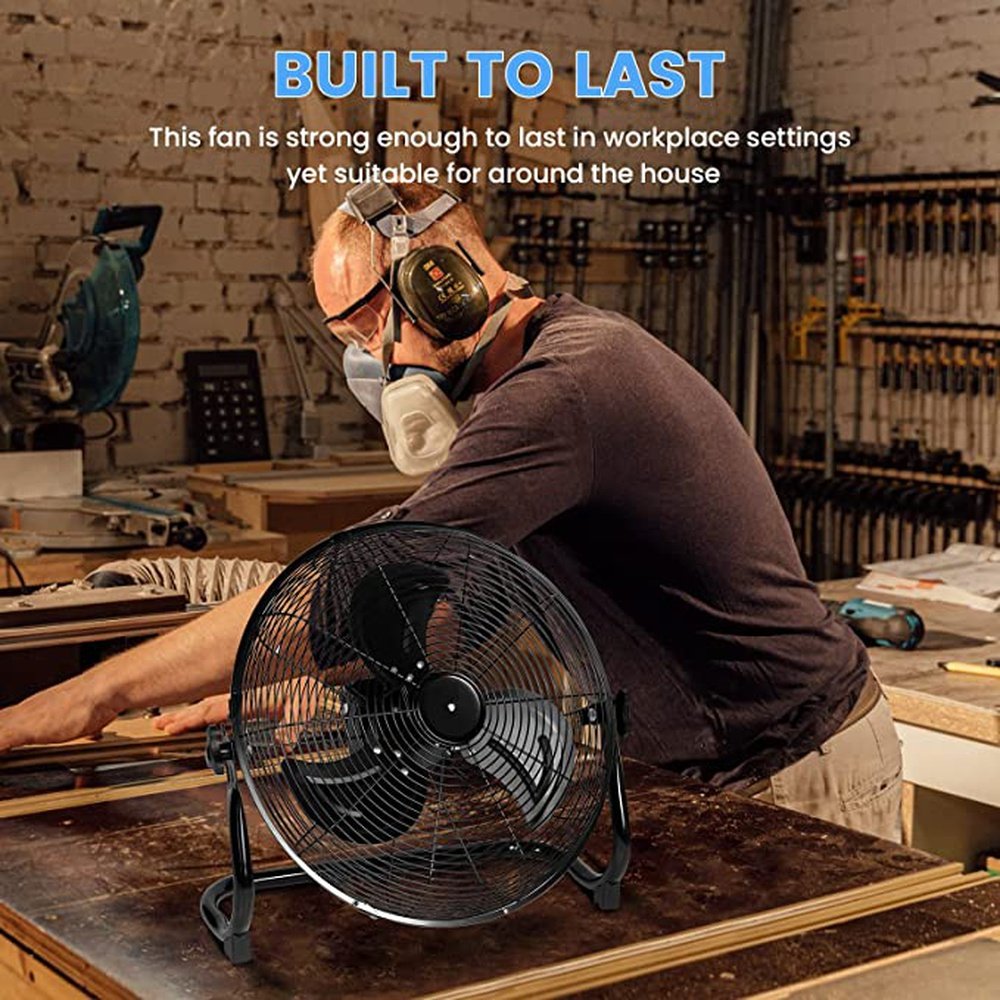 Rechargeable Cordless Floor Fan 12-Inch, High Velocity Floor Fan With 360-Degree Tilt, - Simple Deluxe