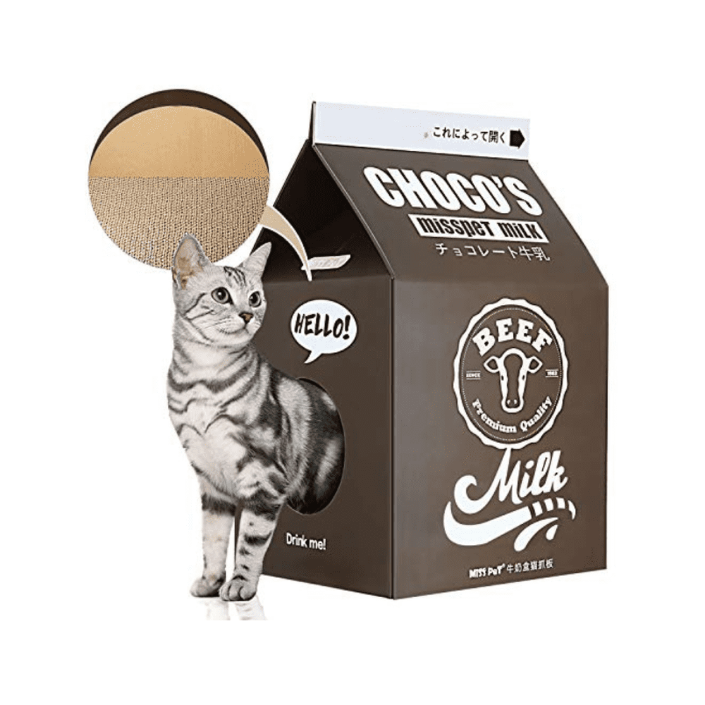 Cat Condo Scratcher Post Cardboard Milk Box Shape-black - Simple Deluxe