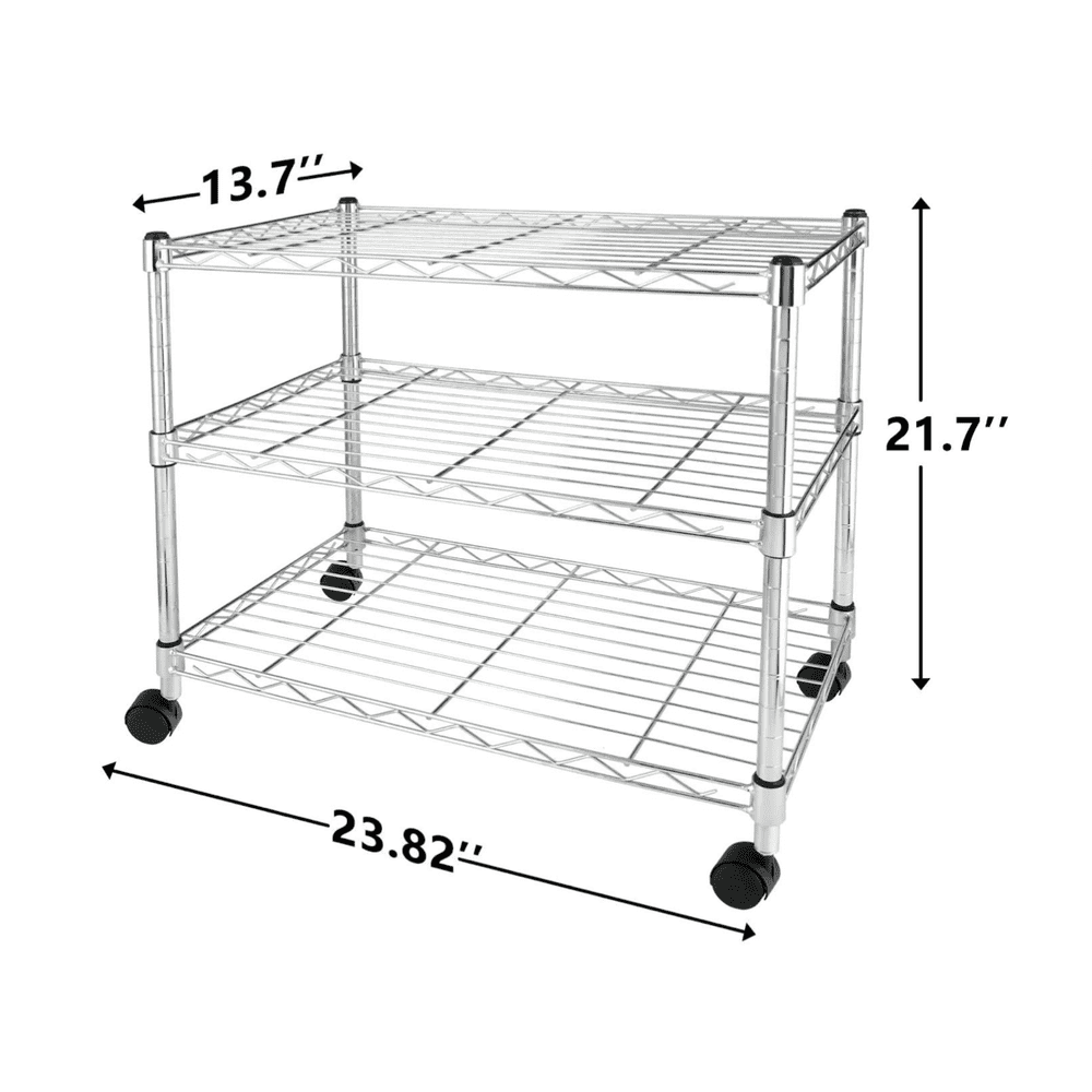 Adjustable Steel Storage Chrome Shelves 3-Tier - Simple Deluxe