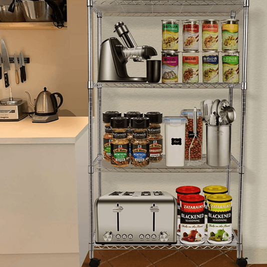 Adjustable Steel Storage Chrome Shelves 4-Tier - Simple Deluxe