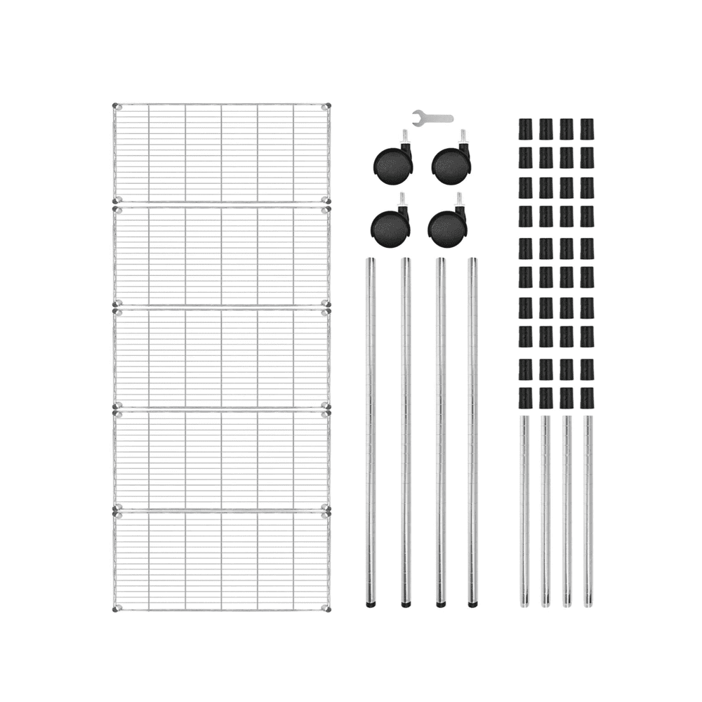 Adjustable Steel Storage Chrome Shelves 5-Tier - Simple Deluxe