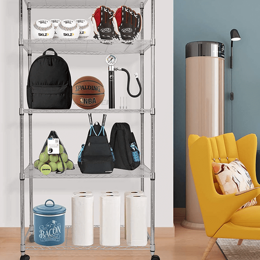 Adjustable Steel Storage Chrome Shelves 5-Tier - Simple Deluxe