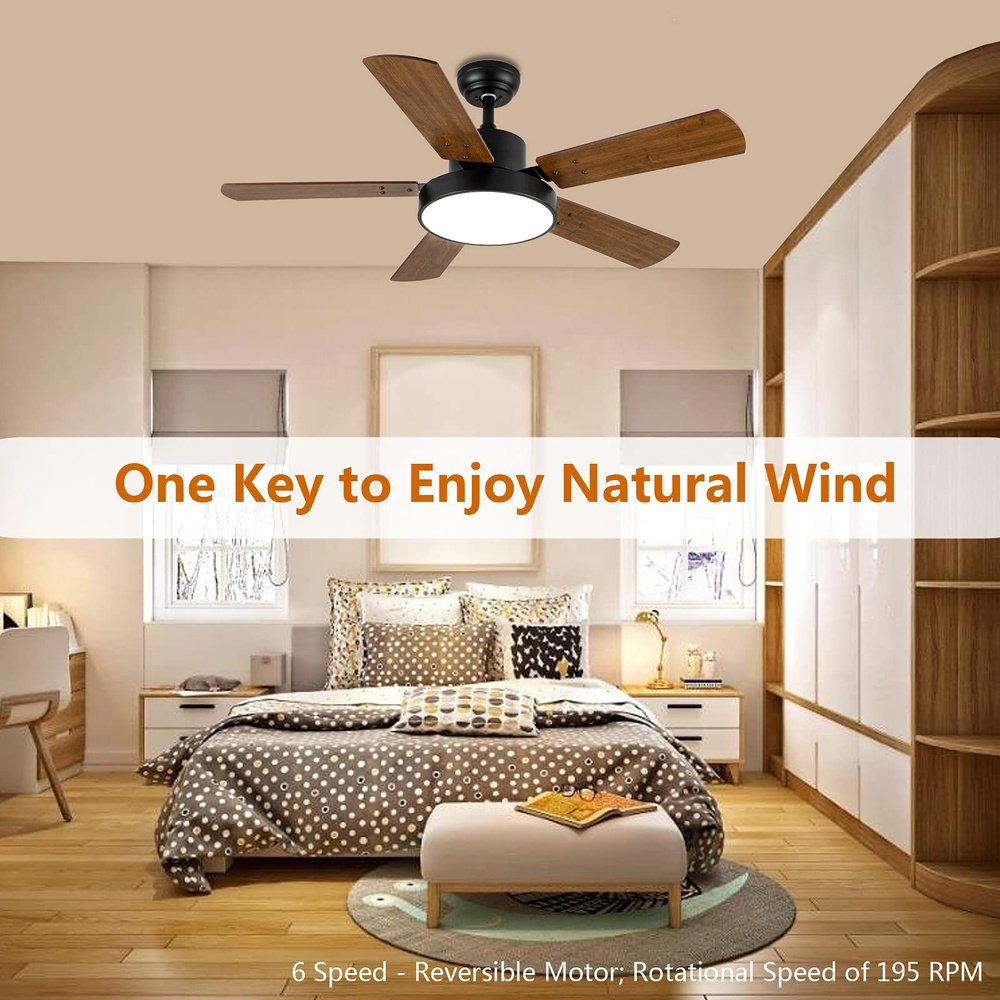 Modern LED Light Ceiling Fan Bronze 44-inch - Simple Deluxe