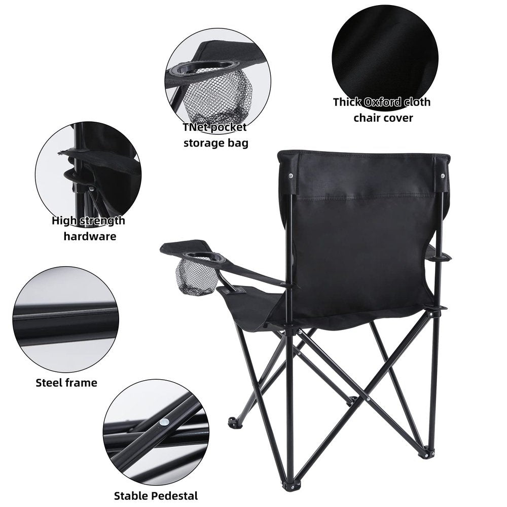 Portable Folding Camping Chair Black - Simple Deluxe