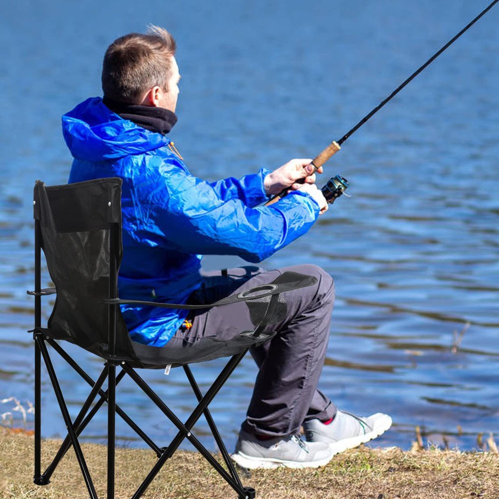 Portable Folding Camping Chair Black - Simple Deluxe