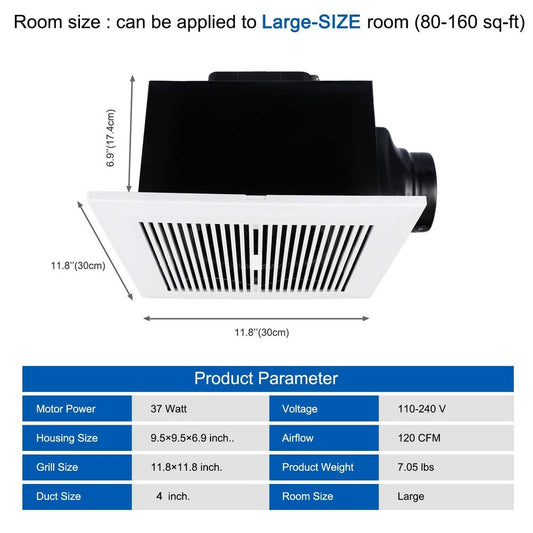 Ultra-Quiet Household HVAC Ventilation Fan - Simple Deluxe