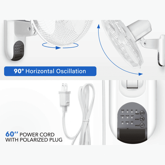 Digital Household Wall Mount Fan 16 inch with Remote Control - Simple Deluxe