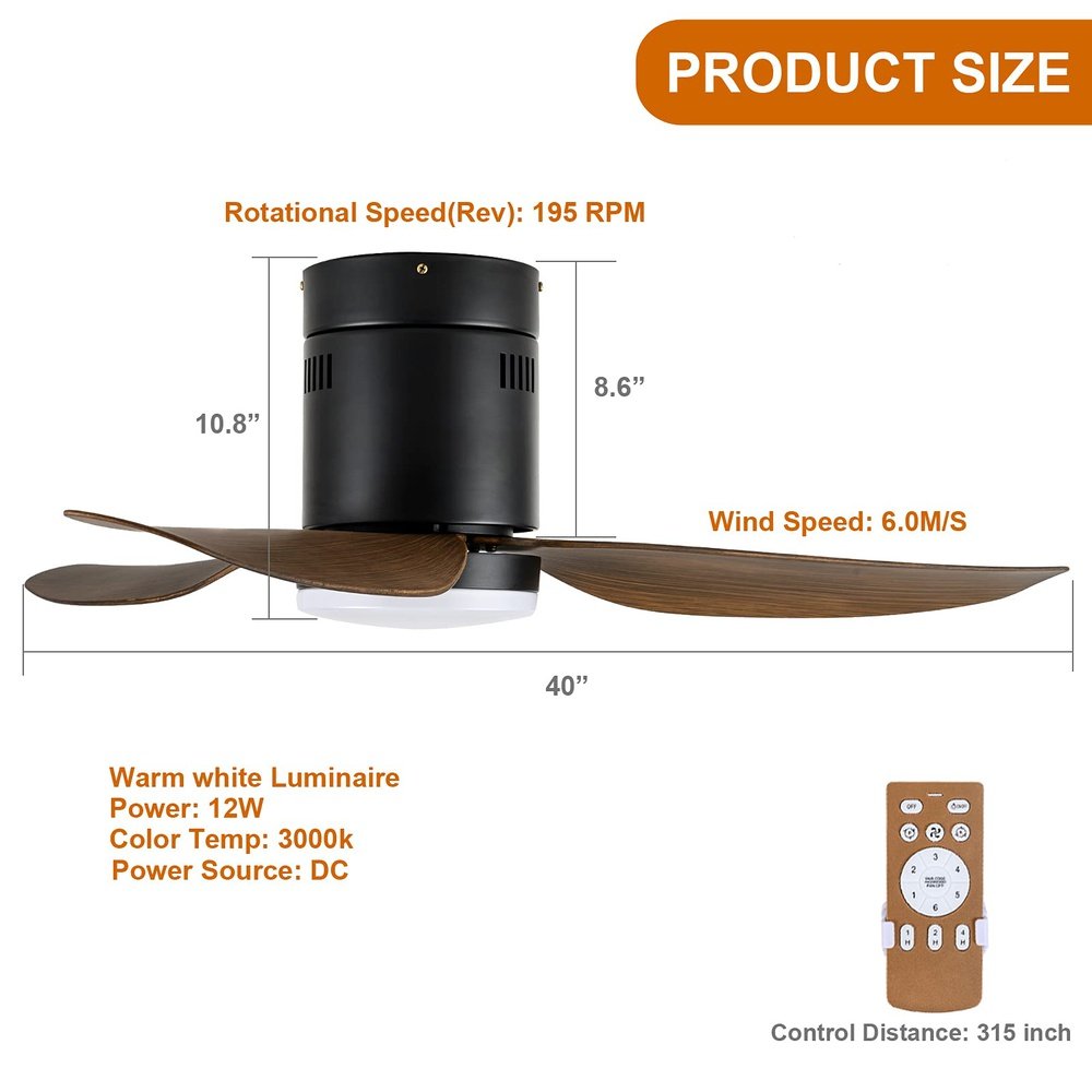 Modern LED Light Ceiling Fan Farmhouse Bronze 40inch - Simple Deluxe