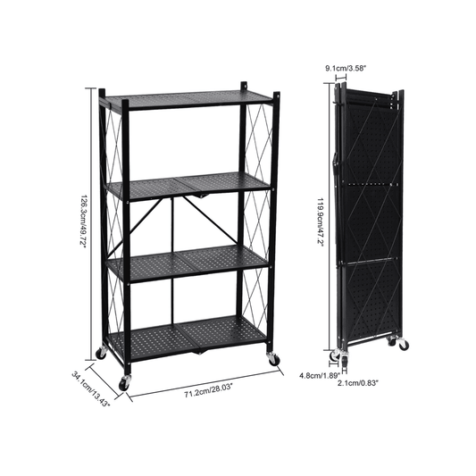 Foldable Series Metal Rack Shelves 4-Tier - Simple Deluxe