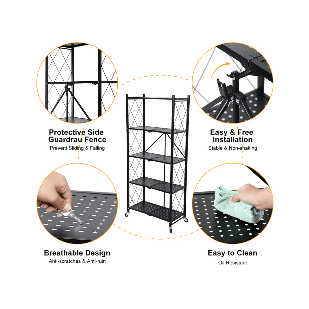 Foldable Series Metal Rack Shelves 5-Tier - Simple Deluxe