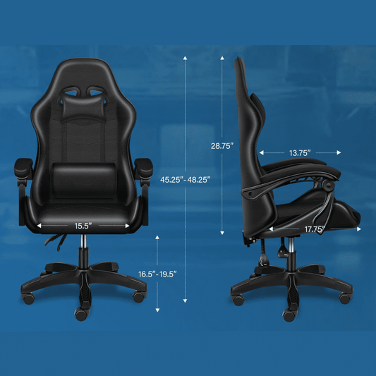 Gaming Ergonomic Swivel Chair without Footrest - Black - Simple Deluxe