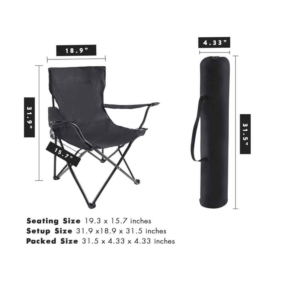 Portable Folding Camping Chair Black - Simple Deluxe