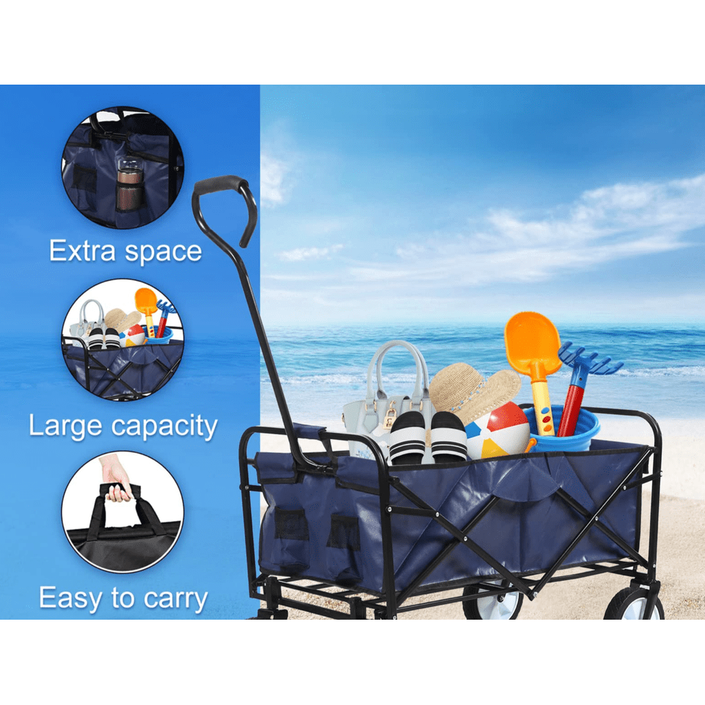 Rolling Collapsible Garden Cart - Blue - Simple Deluxe