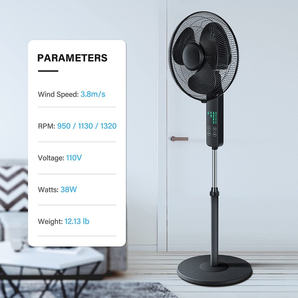 Oscillating Standing Fan with Remote Control-16inch - Simple Deluxe