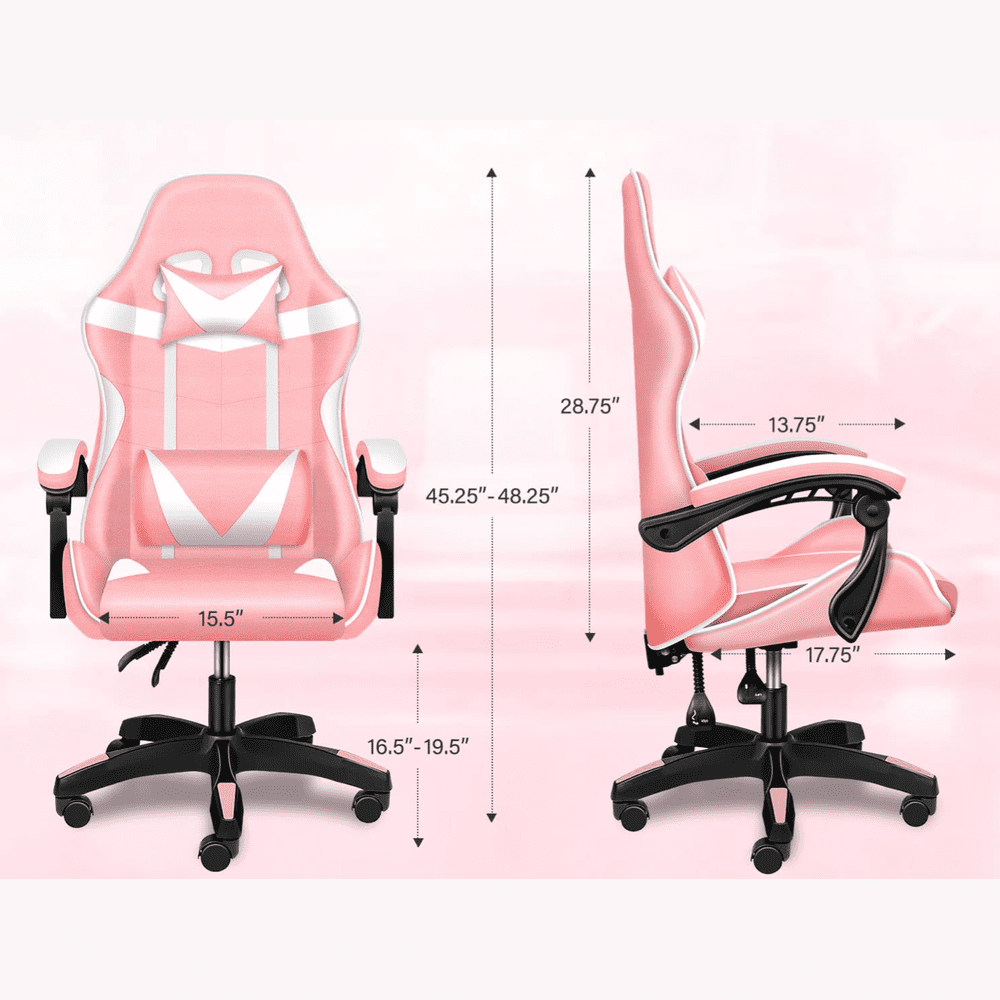 Gaming Ergonomic Swivel Chair without Footrest - Pink - Simple Deluxe