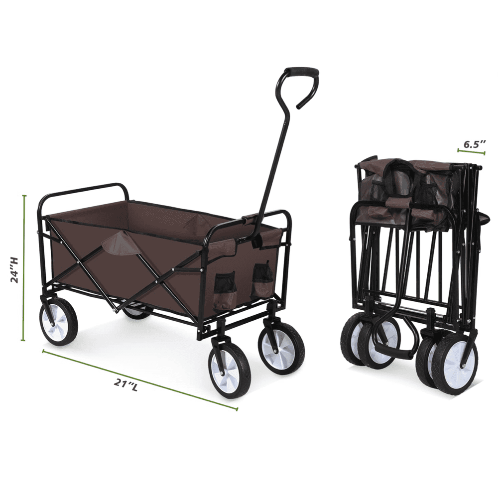 Rolling Collapsible Garden Cart - Brown - Simple Deluxe