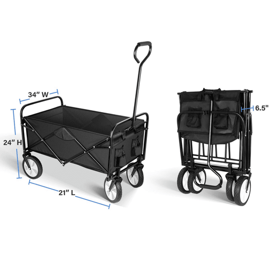 Rolling Collapsible Garden Cart - Black - Simple Deluxe